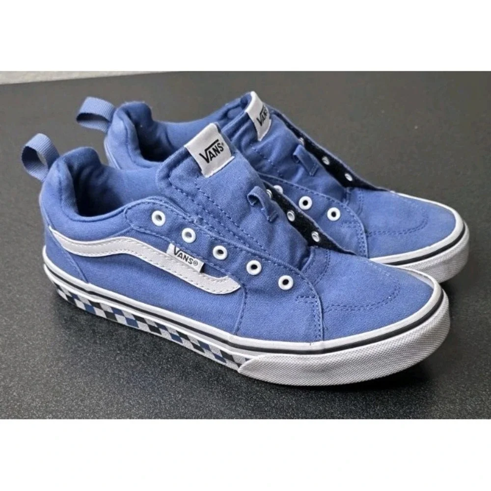 Vans Blue Sneaker Checkerboard Sidewall Skateboard Kids 5 Youth Moto Y2K